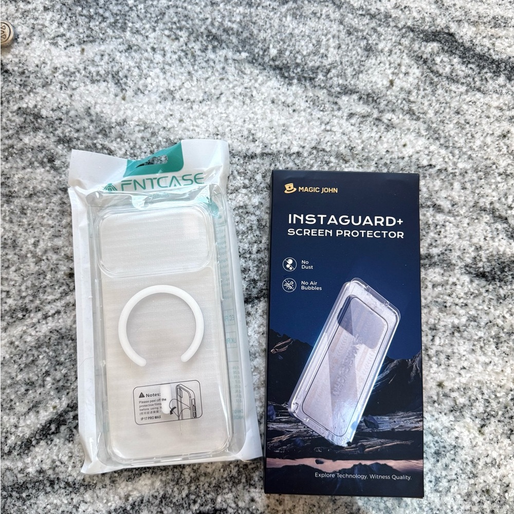 Instaguard+ Screen Protector and Clear Phone Case (Clear/White)